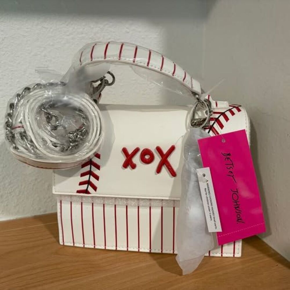 Betsey Johnson XOX Baseball-Inspired Crossbody Bag NWT